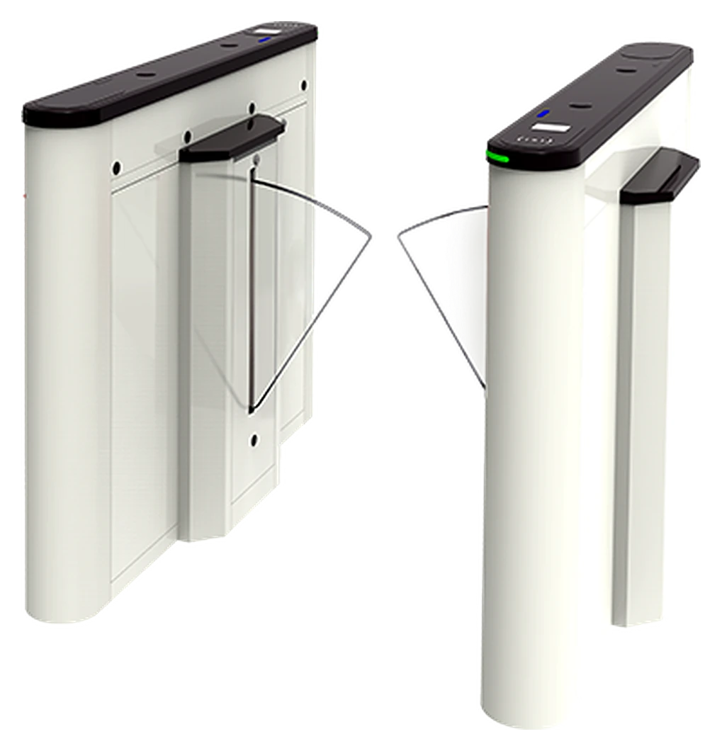 Pair of flap barriers with glass wings